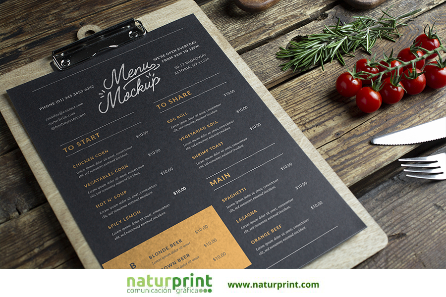 Mejora la experiencia en tu restaurante con una carta impresa de calidad