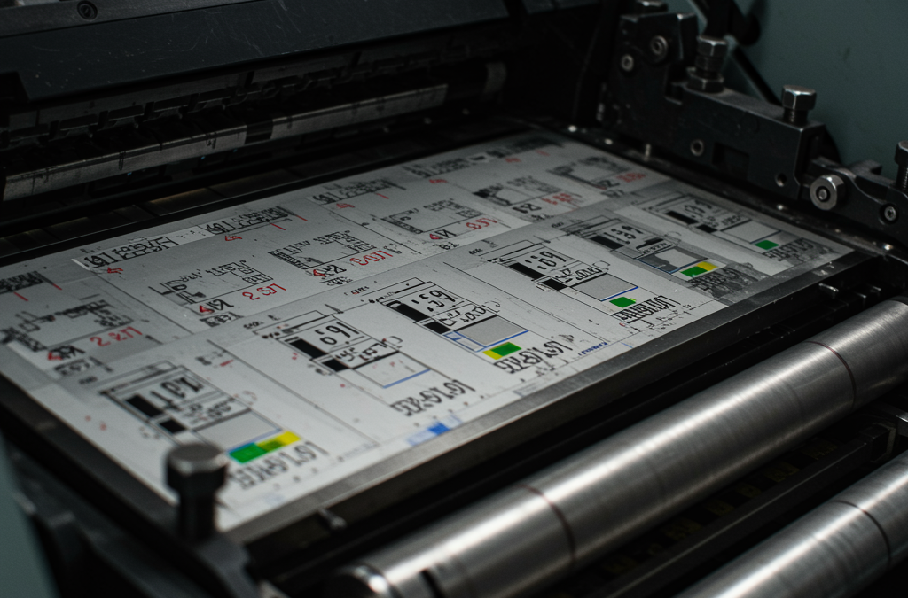 Documento offset impreso en máquina profesional