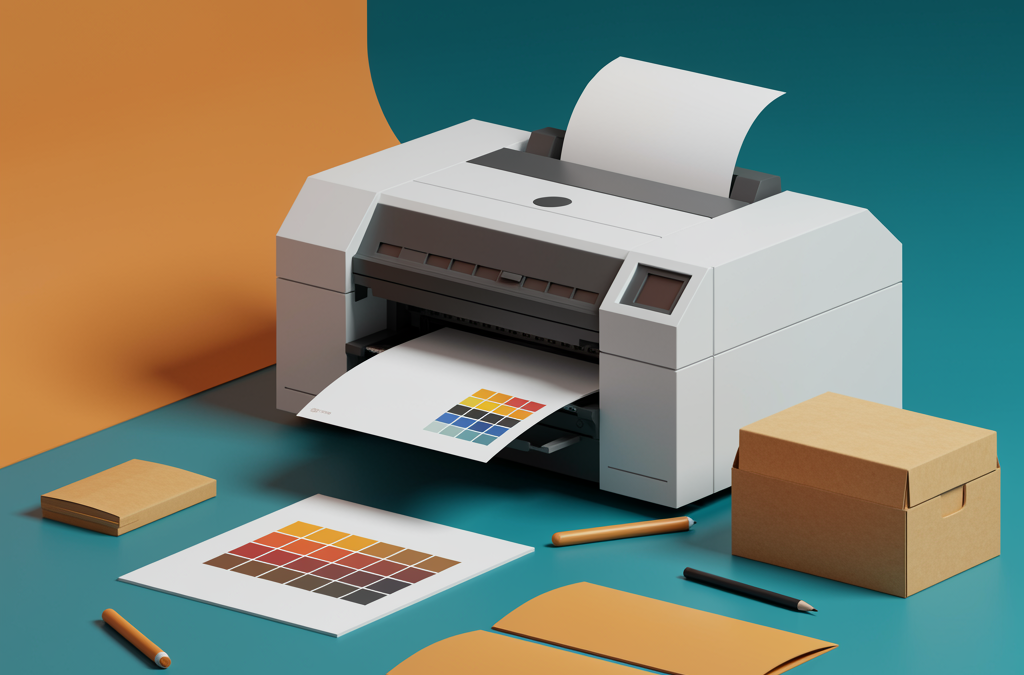 Impresora digital portátil sacando papel de color