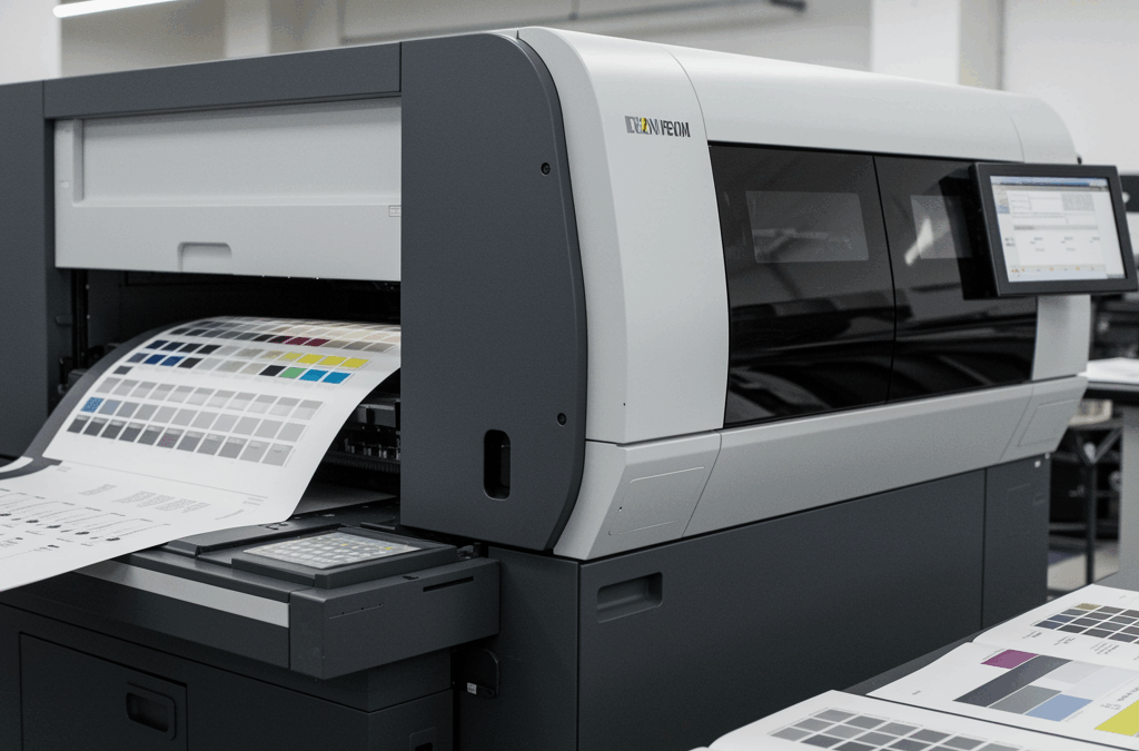 Impresora digital profesional con muestras de color Pantone